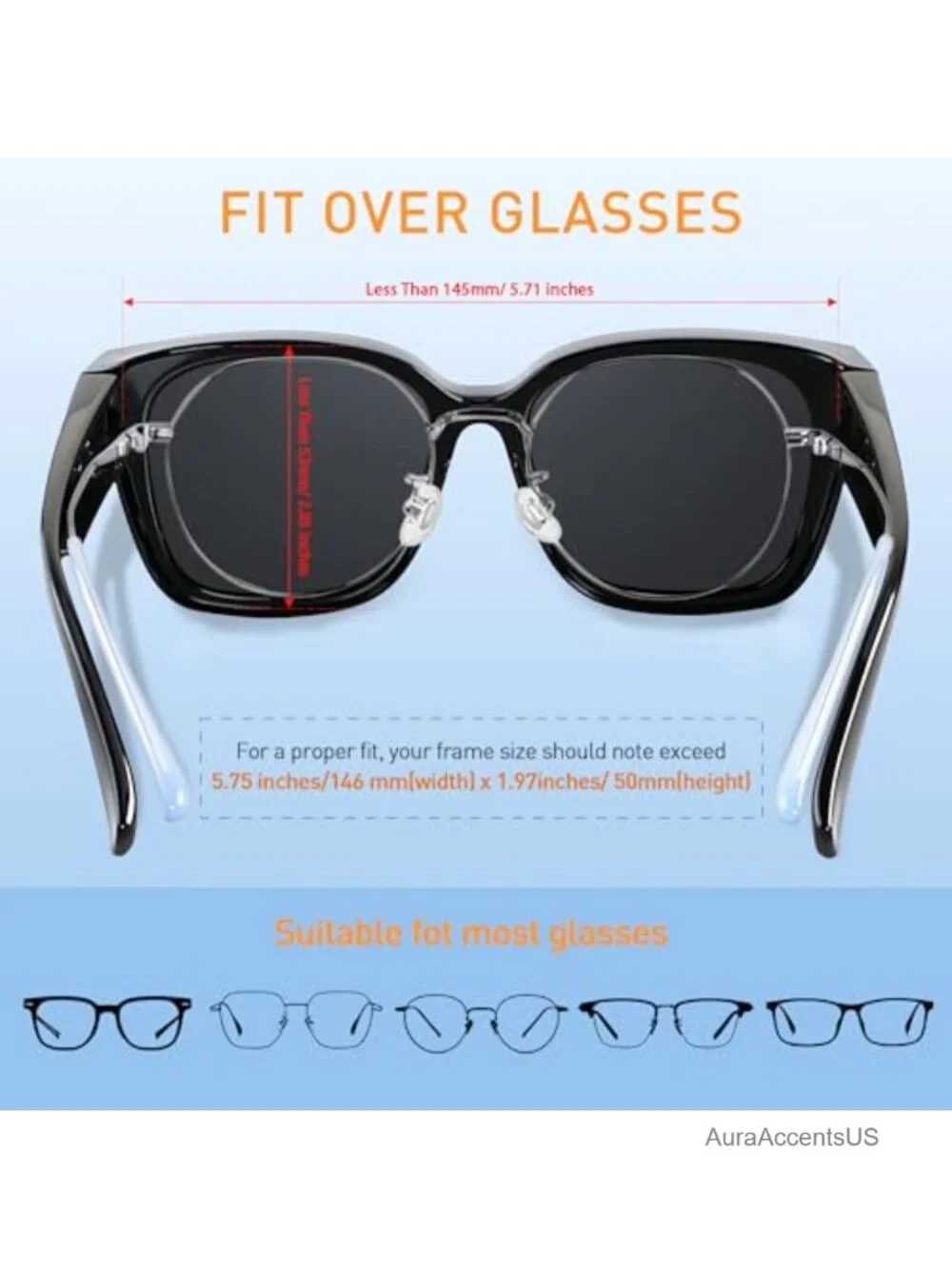 Polarized Fit Over Glasses Sunglasses Oversized Square UV400 TR90